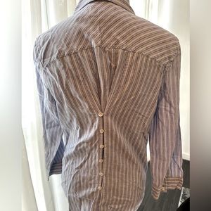 Anthropologie Linen Oxford shirt, button back feminine cut by Elizabeth & James.